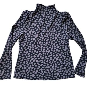 Ann Taylor Size M long sleeve shirt blouse black with mock neck NWT